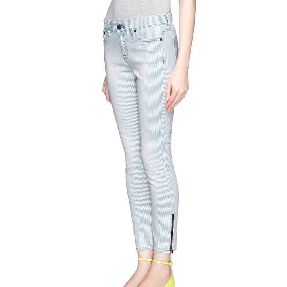 J. Crew Light Blue Pinstripe Skinny Jeans